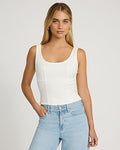 Express Women's Denim Scoop Neck Tank Top in White