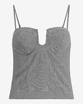 Express Women's Houndstooth Tailored Corset Top in B&w Print