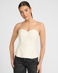 Express Women's Faux Leather Sweetheart Peplum Tube Top in White