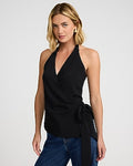 Express Women's Halter V-Neck Side Tie Tank Top in Black Small