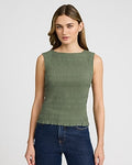 Express Women's Textured Smocked Boat Neck Tank Top in Green Small