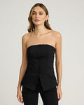 Express Women's Stretch Cotton Cutaway Tailored Tube Top in Black Small