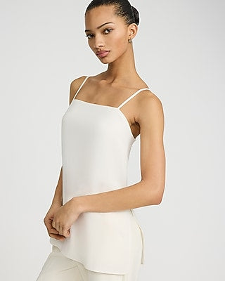 Express Women's Square Neck Tunic Cami in White Small