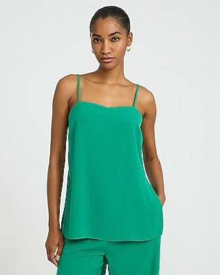 Express Women's Square Neck Tunic Cami in Green Small