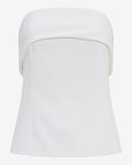 Express Women's Studio Stretch Twill Fold Over Strapless Tailored Top in White Small