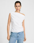 Express Women's Asymmetrical Off The Shoulder Draped Top in White