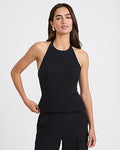 Express Women's Studio Stretch Twill Tailored Halter Top in Black Small