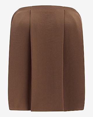 Express Women's Signature Crepe Pleated Strapless Tube Top in Brown Small