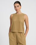 Express Women's Crochet Crew Neck Tank Top in Brown Small