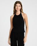 Express Women's Signature Crepe Tailored Halter Top in Pitch Black