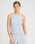 Express Women's Signature Crepe Tailored Halter Top in Blue Small