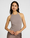 Express Women's Signature Crepe Tailored Halter Top in Brown Small