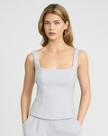 Express Women's Flannel Square Neck Tailored Tank Top in Gray