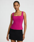 Express Women's Signature Crepe Square Neck Tailored Tank Top in Hot Pink