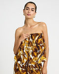 Express Women's Summer-Blend Linen Printed Ruched Flowy Tube Top Small