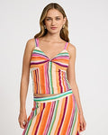 Express Women's Textured in Striped V-Neck Twist Front Tank Top