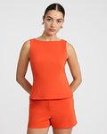 Express Women's Stretch Cotton Tailored Peplum Tank Top in Orange Small