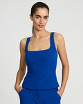 Express Women's Signature Stretch Square Neck Tailored Tank Top in Cobalt Blue
