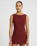 Express Women's Signature Stretch Boat Neck Tailored Tank Top in Brown Small