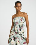 Express Women's Cotton Poplin Floral Strapless Smocked Tube Top Small