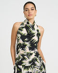 Express Women's Printed Halter Cowl Neck Tank Top in Multi