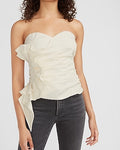 Express Women's Strapless Tiered Ruffle Bustier Top in White Small