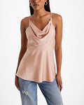 Express Women's Satin Cowl Neck Flowy Cami in Ballet Pink
