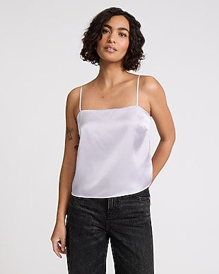 Express Women's Satin Square Neck Cami in Lavendar Mist