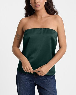 Express Women's Satin Tube Top in Emerald