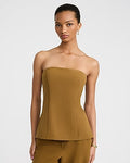 Express Women's Studio Stretch Twill Strapless Relaxed Tube Top in Brown Small