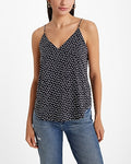 Express Women's Polka Dot V-Neck Downtown Cami in Black Print