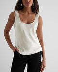 Express Women's Satin Scoop Neck Tank Top in Swan