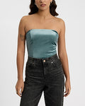Express Women's Velvet Strapless Bodysuit in Green Small
