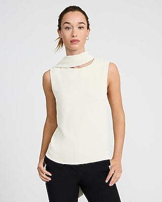 Express Women's Scarf Neck Tank Top in White Small