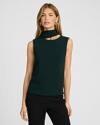 Express Women's Scarf Neck Tank Top in Green Small