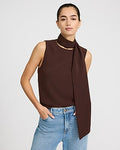 Express Women's Scarf Neck Tank Top in Brown Small