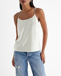 Express Women's Satin Scoop Neck Rhinestone Strap Downtown Cami in Swan