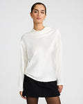 Express Women's Satin Mock Neck Long Sleeve Top in White Small