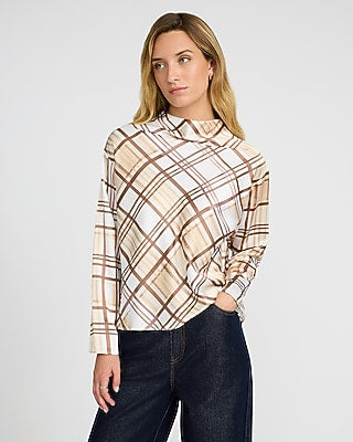 Express Women's Satin Mock Neck Long Sleeve Top Small