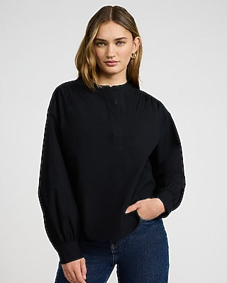 Express Women's Cotton Button Front Top in Black Small