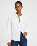 Express Women's Long Sleeve Double Pocket Shirt in White Small