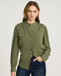 Express Women's Long Sleeve Double Pocket Shirt in Green