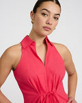 Express Women's Summer-Blend Linen V-Neck Reversible Tie Waist Tank Top in Geranium