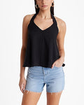 Express Women's Sweetheart Halter Neck Flowy Tank Top in Pitch Black