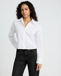 Express Women's Stretch Cotton Poplin Cropped Shirt in White