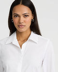 Express Women's Stretch Cotton Poplin Essential Shirt in White Small
