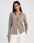Express Women's Silky Portofino Shirt in Brown Small