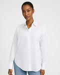 Express Women's Cotton Oversized Cinch Sleeve Shirt in Neutral Stripe