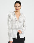 Express Women's Plaid Rolled Sleeve Portofino Shirt Small
