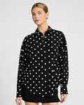 Express Women's Polka Dot Oversized Shirt in Black Print
